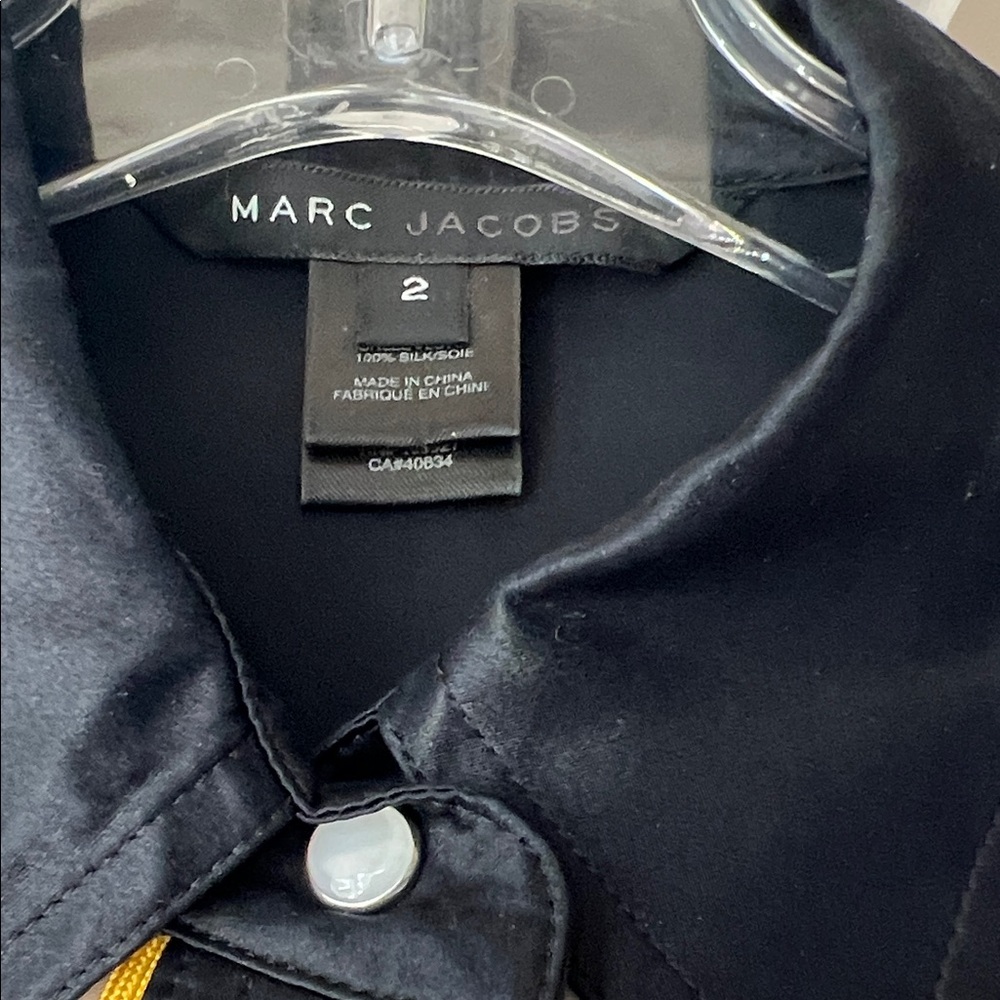 Marc Jacobs Western Black and White Shirt with Gold Trim snap closures - Picture 3 of 4